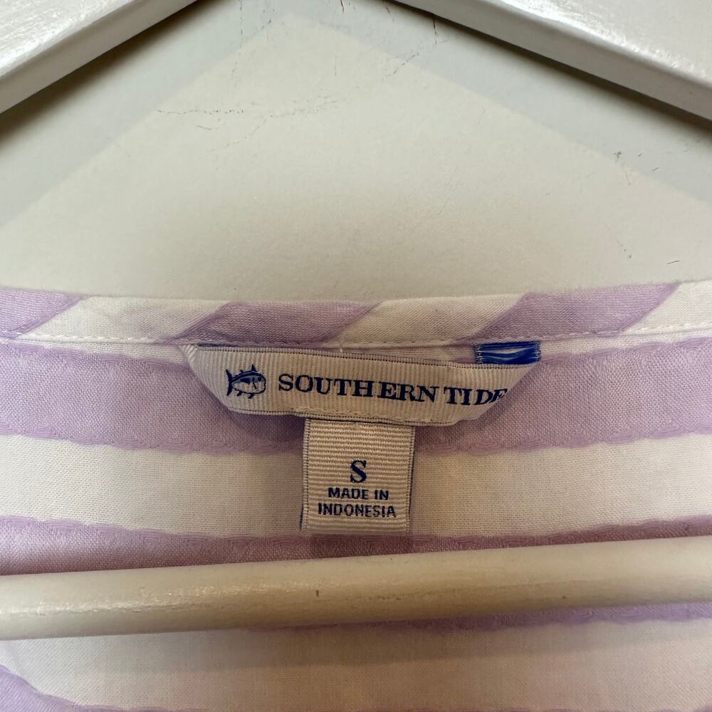Southern Tide Corrine Striped Purple White Shift Dress Sleevless Cotton Small - Picture 5 of 8